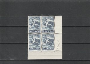 Denmark  Scott# B17  MNH Plate Block of 4  (1947 Danish Flag)
