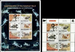 2021 Botswana scorpions insects set+s/s MNh 036