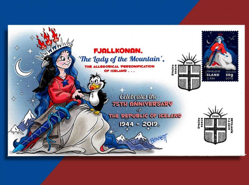 Iceland'sMountain Lady: 'Fjallkonan' Celebrates 75 Years of  Independence on FDC