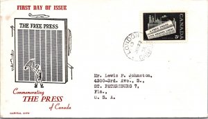 Canada 1958 FDC The Free Press - London - Single - F76809