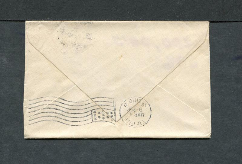 Postal History - Toledo Station OH 1910 Black Numeral Duplex Cancel Cover B0533