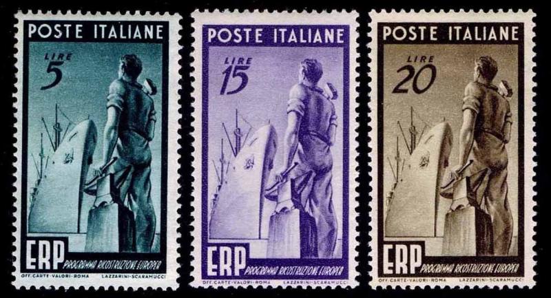 1949 ITALY #515-517 EUROPEAN RECOVERY PROGRAM - OGXLH- VF - CV$37.00 (ESP#1460)