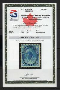 #79 5c QUEEN - MINT (hinged) - with PSE CERTIFICATE cv$220.00
