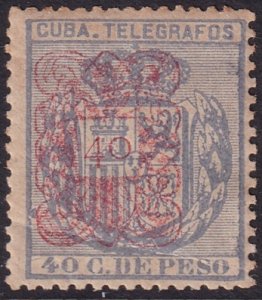 Cuba 1883 telegrafo Ed 58 telegraph MLH* toning large crease