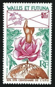 Wallis & Futuna C54, MNH. Michel 258. UPU-100, 1974. Rose, Envelope.