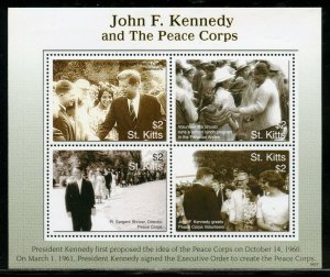 ST. KITTS PRESIDENT JOHN F. KENNEDY AND THE PEACE CORPS SHEET  MINT NH