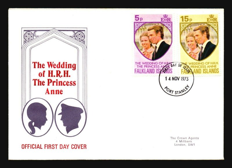 Falkland Islands 1973 Royal Wedding FDC (II) - L1112