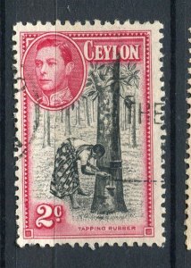 CEYLON; 1938-40s early GVI pictorial issue fine used shade of 2c. value