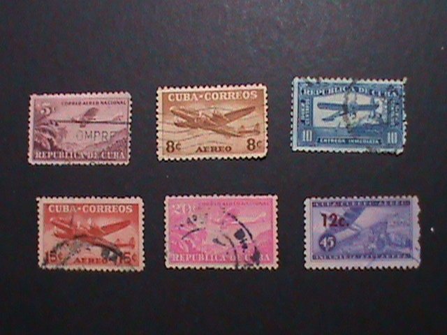 ​CUBA-AIRMAIL   6 VERY OLD CUBA AIRMAIL USED-STAMP-VF ALMOST 80 YEARS OD