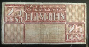 25 Cent Netherlands Westerbork Concentration Camp Currency Bill Note AA