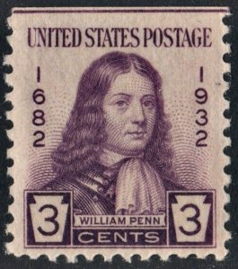 SC#724 3¢ William Penn (1932) MNH