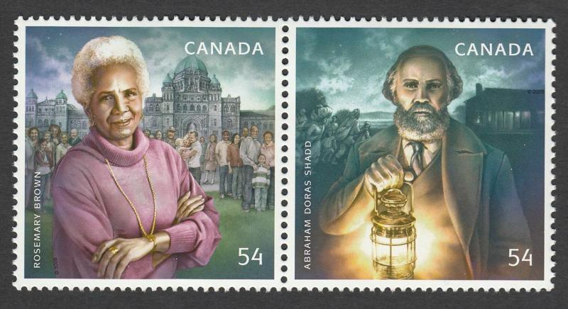 BLACK HISTORY of CANADA = Se-tenant pair MNH-VF Canada 2009 #2316a