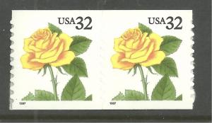 #3054 Yellow Rose coil single or pair  Mint NH