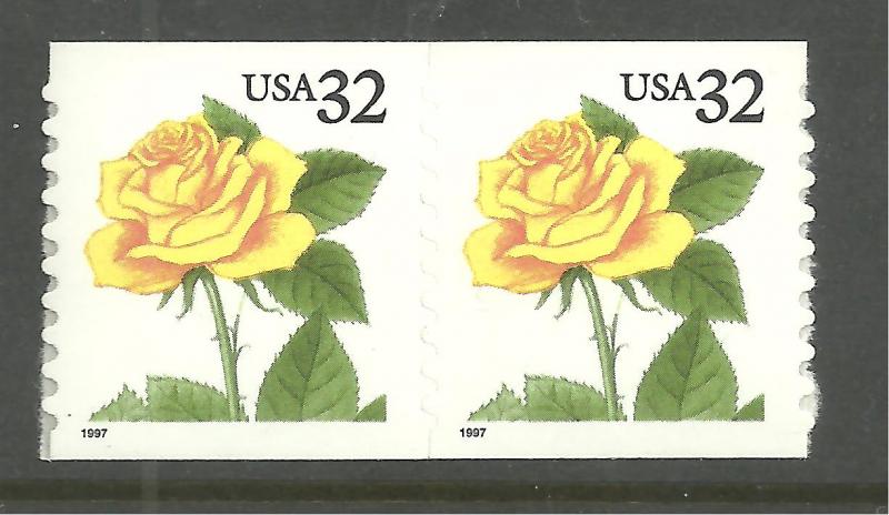 #3054 Yellow Rose coil single or pair  Mint NH