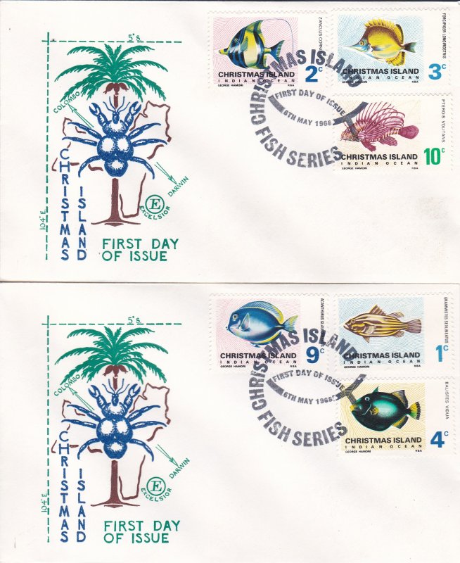 Christmas Island # 22 / 30, Fish Series 1968 Issues, First Day Covers