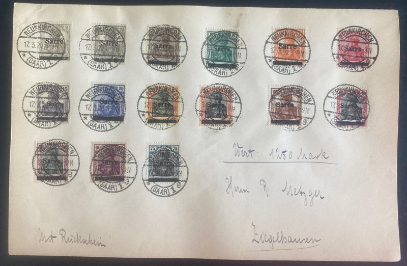 1920 Neunkirchen Saar Oversize Cover  Sc#1-17 Complete Stamps Set 3