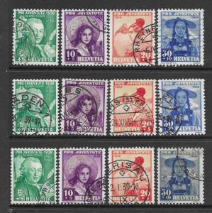 Switzerland B91-4 used set cpl. x 3 f-vf, see desc. 2019 CV $34.50