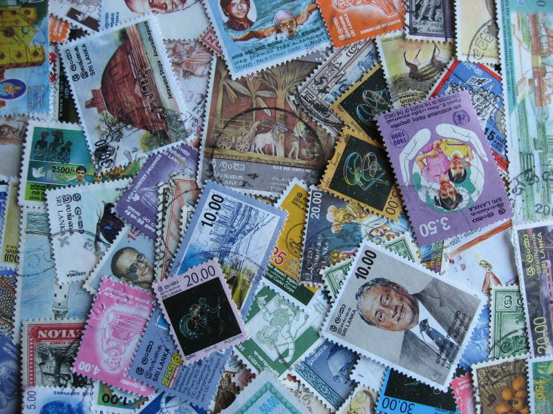 Ceylon, Sri Lanka scrap pile (duplicates, mixed cond) 75 stamps check them out!