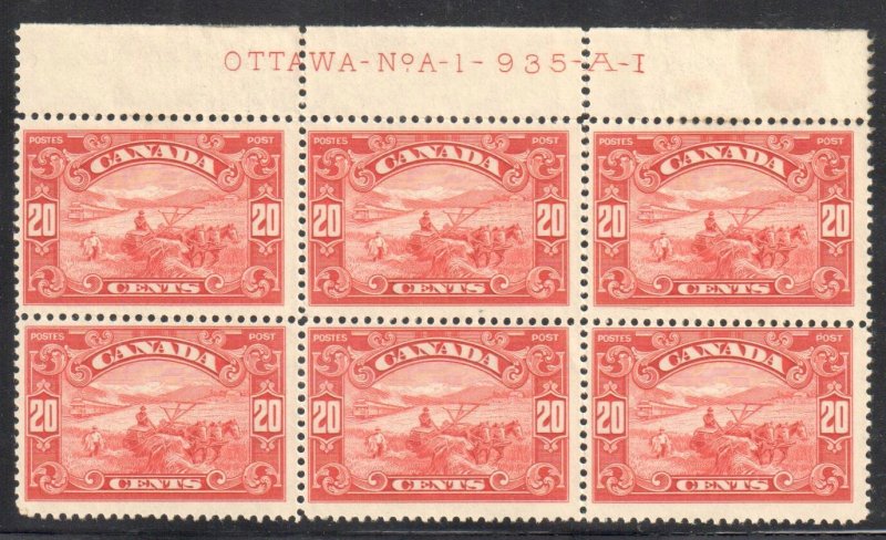 Canada #143 MINT NH BLOCK OF 6 - Inscription OTTAWA NoA - 1  935-A-I