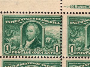 1904 U.S Louisana Purchase 1¢ plate block diag line thru 1¢ NH Sc# 323 CV $690