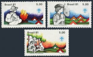 Brazil 1981 Sc#1730/1732 PAN-AMERICAN SCOUT JAMBOREE Set (3) MNH
