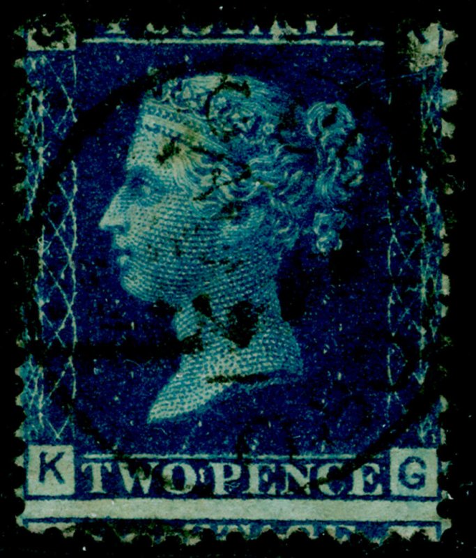 SG47, 2d dp blue plate 13, USED. Cat £30. KG