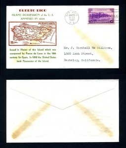 # 801 on First Day Cover with Kapner cachet dated 11-25-1937 - # 2