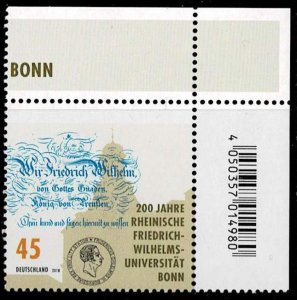 Germany 2018, Sc.# 3022 MNH,200th Anniv of the Friedrich-Wilhelm University,Bonn