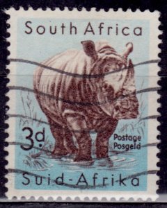 South Africa, 1954, White Rhinoceros, 3p, used**
