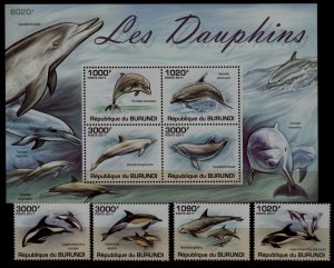 Burundi 852-56 MNH Dolphins SCV30