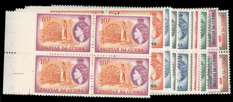 Tristan da Cunha #14-27 Cat$387.60, 1954-58 QEII, complete set in blocks of f...