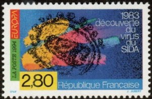France 2419 - Mint-NH - 2.80fr AIDS Virus / Europa (1994) (cv $1.70)