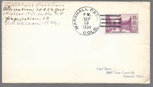 USA 742: on cover from Marshall Pass, CO, the highest PO in the US at the time