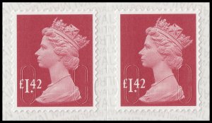 GB Machin Definitive Garnet Red �1.42 M20L horz pair MNH 2020