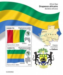 Guinea - 2020 African Flags, Gabon - 2 Stamp Souvenir Sheet - GU200258d2