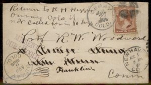 USA 1885 Colorado OURAY COLO MISSSENT Cover New Haven Connecticut 88138