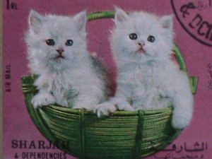 ​SHARJAH-1972 WORLD FAMOUS LOVELY CATS CTO SHEET-VF -WITH FIRST DAY  CANCEL