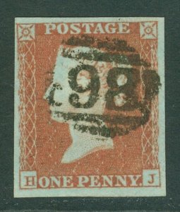 SG 8 1d red-brown plate 116 lettered HJ. Very fine used 4 margin example 