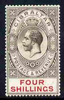 Gibraltar 1912-24 KG5 4s black & carmine wmk Multiple...