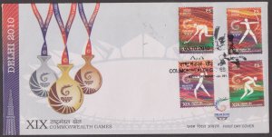 INDIA - 2010 COMMONWEALTH GAMES 4V FDC