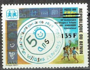 BENIN 2000 1252 135F Val 500€ SOS VILLAGES ENFANTS OVERPRINT SURCHARGE RARE MNH