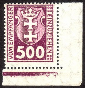 1923, Danzig, 500pfg, MNH, Sc J19, Mi P19X