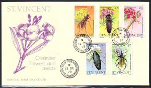 INSECTS - ST.VINCENT - 1979 SET OF 5 ON FDC