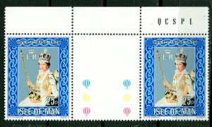 ISLE OF MAN 1978, QE II Coronation Anniv MNH GUTTER PAIR # 130