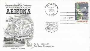 1962 FDC, #1192, 4c Arizona 50th, Fleetwood