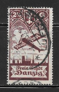 Danzig Scott C30 (Mi206) Used LH - 1924 2½g Plane over Danzig - SCV $32.50