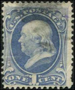 USA SC# 156  Ben Franklin1c perf 12 Light cancel