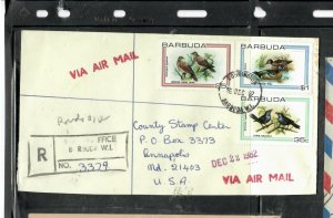 BARBUDA  COVER (P1908B)  1982 BIRDS 25C+35C+$1.00 REG A/M COVER TO USA 