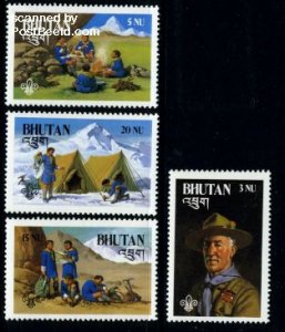 Bhutan 1982, 75 years scouting 4v, MNH