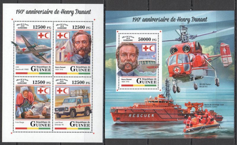 HM0002 2018 GUINEA RED CROSS HENRY DUNANT SPECIAL TRANSPORT #12840-3+BL2865 MNH